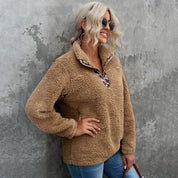Dames Warme Veelzijdige Teddy Fleece Trui met Panter Print Detail | Stephanie