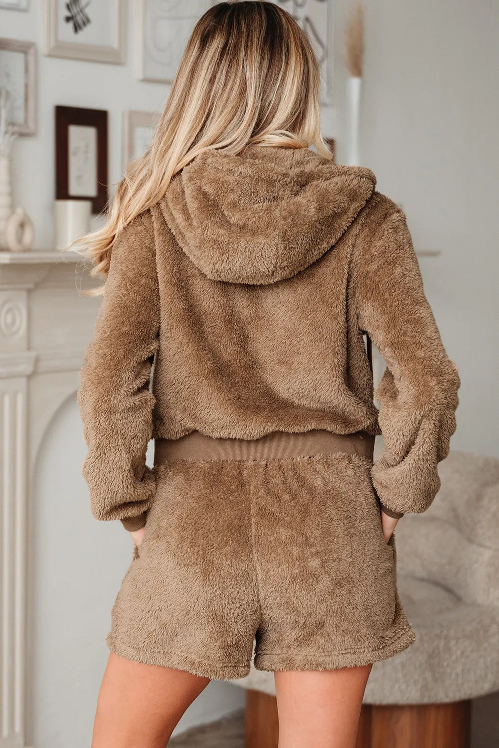 Dames Warme Teddy Loungewear Set met Hoodie en Shorts | Dana
