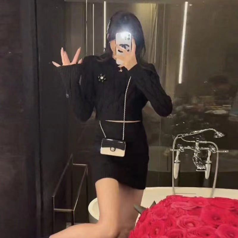 Dames Trendy Stijlvolle Tweedelige Gebreide Set met Structuur Rok en Trui | Dania