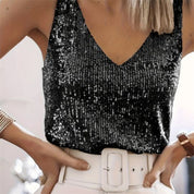 Dames Luxe Feestelijke Pailletten top met V-hals | Thammy