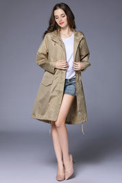 Dames Veelzijdige Basic Winddichte Regenjas met Trekkoord | Belarouze