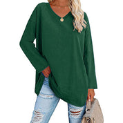 Dames Casual Oversized T-shirt met V-hals en Lange Mouwen | Toba