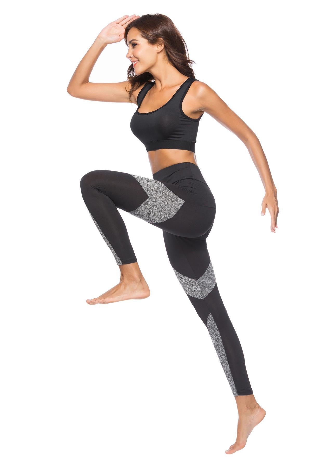 Dames Stijlvolle Hoge Taille Sport Legging met Kleurvlak Details | Amaze