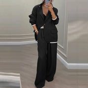 Dames Elegante Trendy Tweedelige Blazer Set met Wijde Broek | Dille