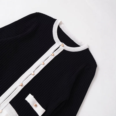 Dames Elegante Luxe Parijs Look Gebreid Vest met Volant Details en knopen | Racky