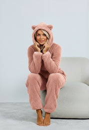 Dames Lounge Wear Teddy Onesie met Beren Oortjes | Felicia