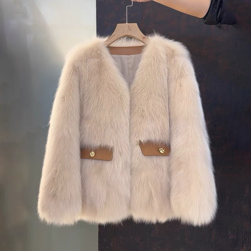 Dames Elegante Trendy Luxe Faux Fur Jas met Zakken | Betania