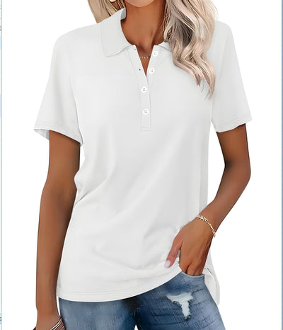 Dames Basic Veelzijdige Alledaagse Polo Top met Korte Mouwen | Tascha
