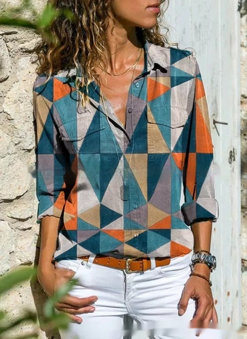 Dames Veelzijdige Blouse met Geometrische Print | Helen