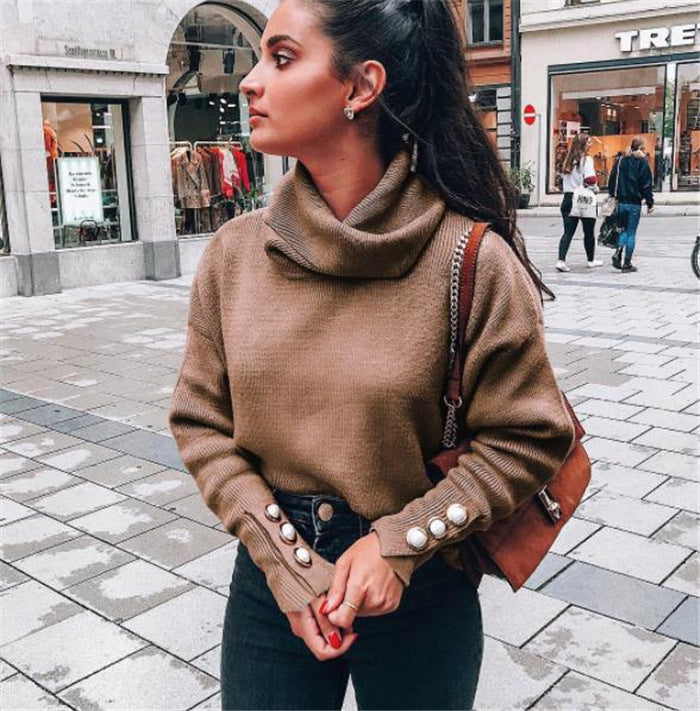 Dames Zachte Elegante Modieuze Coltrui met Parel Knopen | Rubia