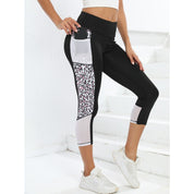 Dames Trendy Veelzijdige Hoge Taille Yoga Sport Legging met Luipaard Accent en Zakken | Amauri