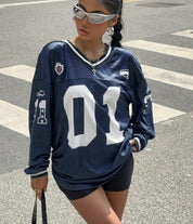 Dames Oversized Football T-shirt met Nummerprint | Sporty Streetstyle Statement | Glaudia
