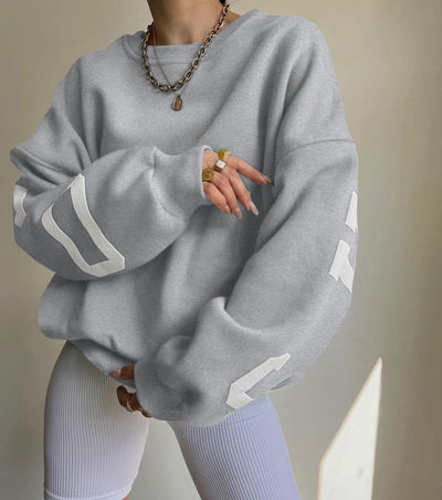 Dames Oversized Crewneck Sweater met Text Print | Selina