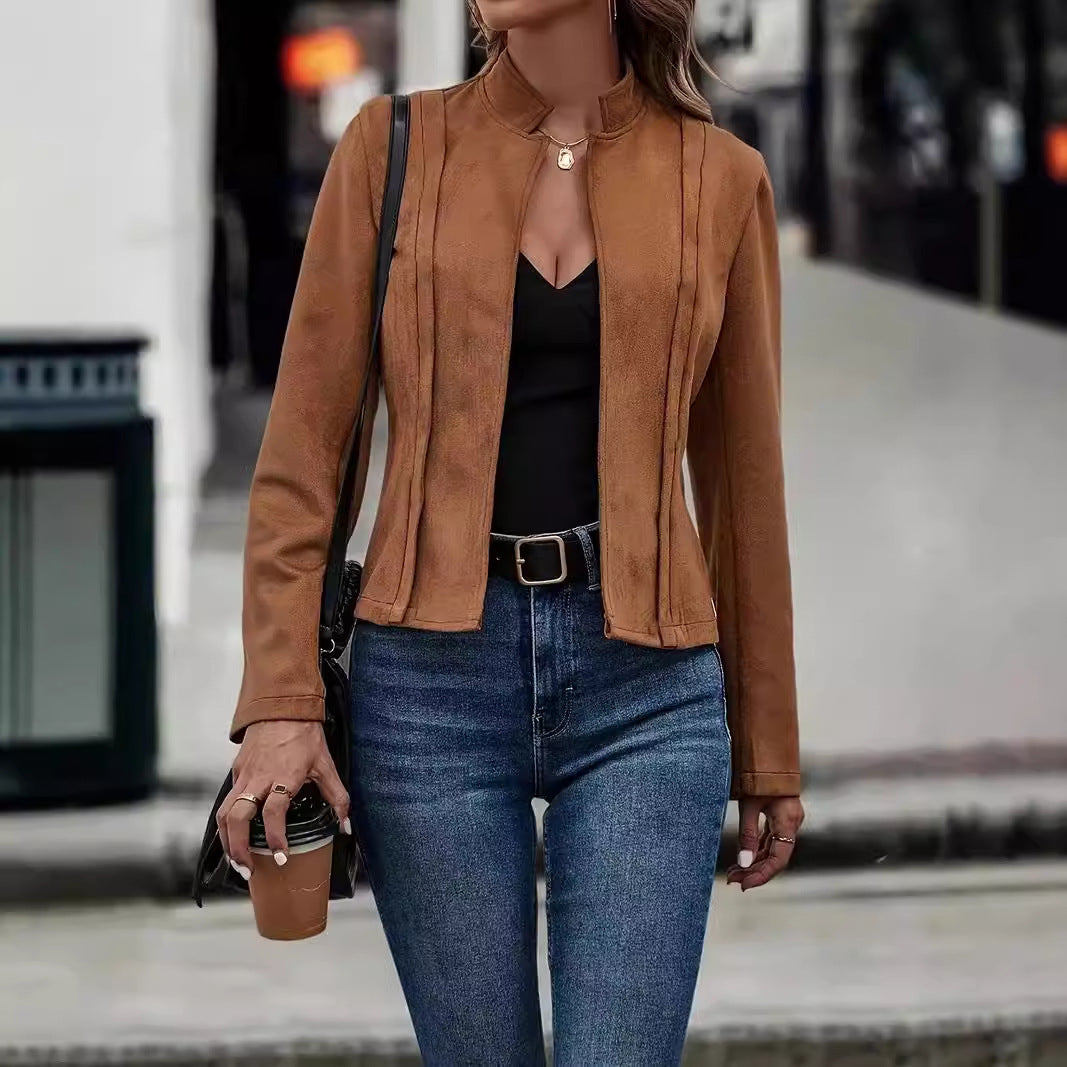 Dames Elegante Tijdloze Suède-Look Jas met Perfecte Pasvorm | Belouisa