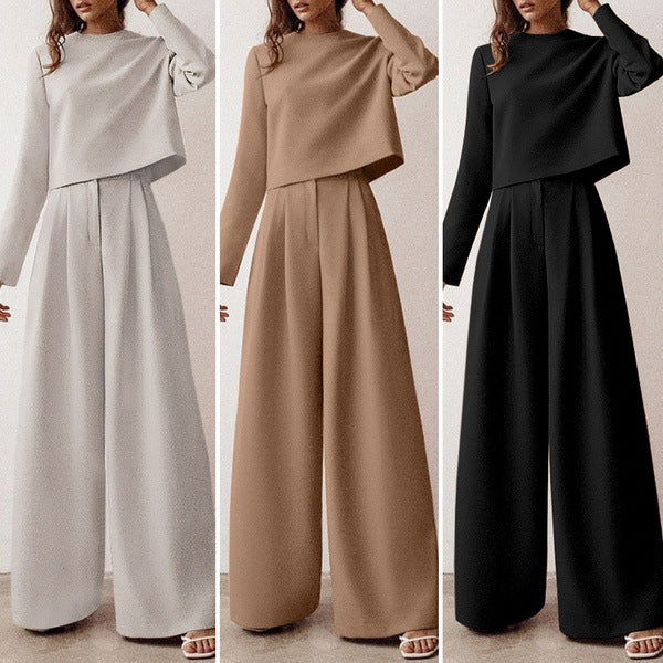 Dames Co-Ord Set met Wijde Broek en Lange Mouw Top | Devani