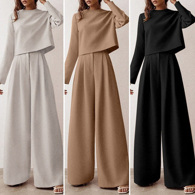Dames Co-Ord Set met Wijde Broek en Lange Mouw Top | Devani