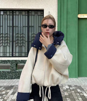 Dames Stoere Elegante Streetstyle Korte Oversized Jas met Capuchon | Baroucha