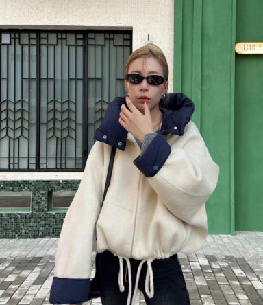 Dames Stoere Elegante Streetstyle Korte Oversized Jas met Capuchon | Baroucha