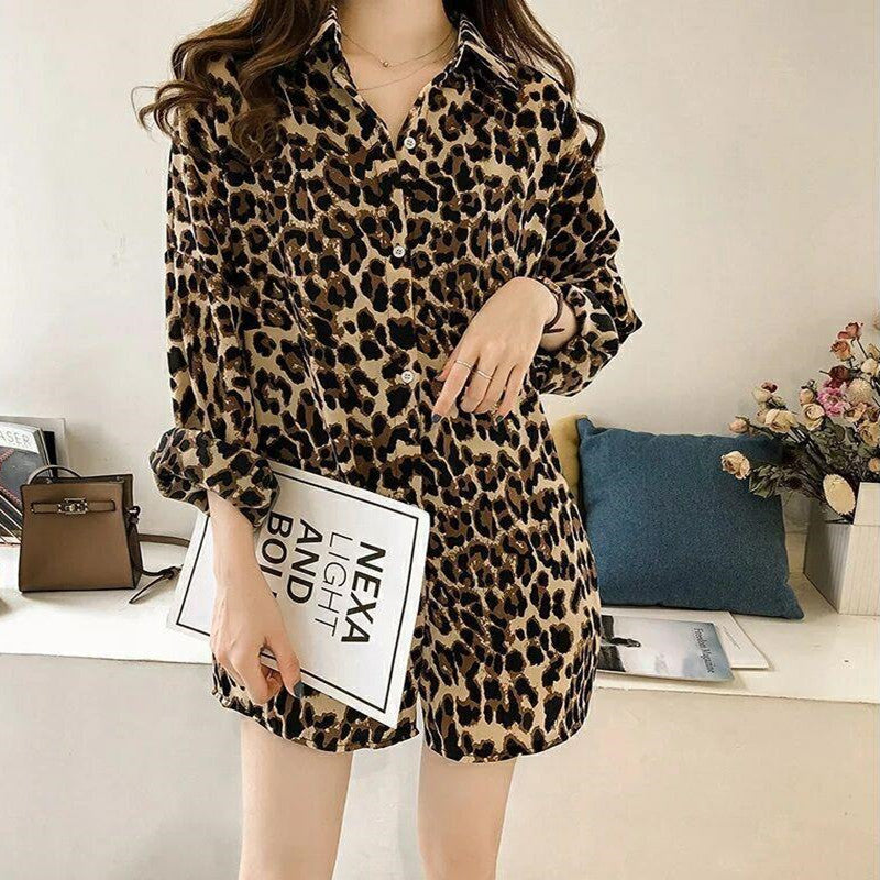 Dames Elegante Modieuze Lange Blouse met Panterprint | Himza