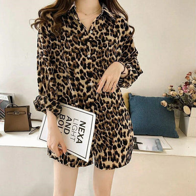 Dames Elegante Modieuze Lange Blouse met Panterprint | Himza