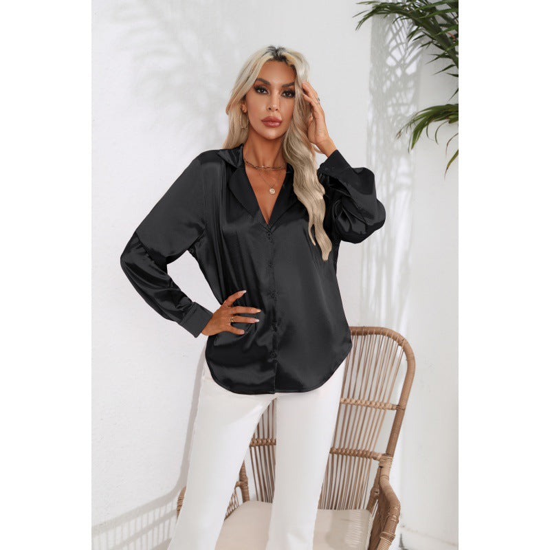 Dames Elegante Satijn Look Blouse | Harper