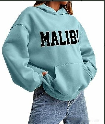 Dames Casual Hoodie met Varsity Malibu Print | Severin