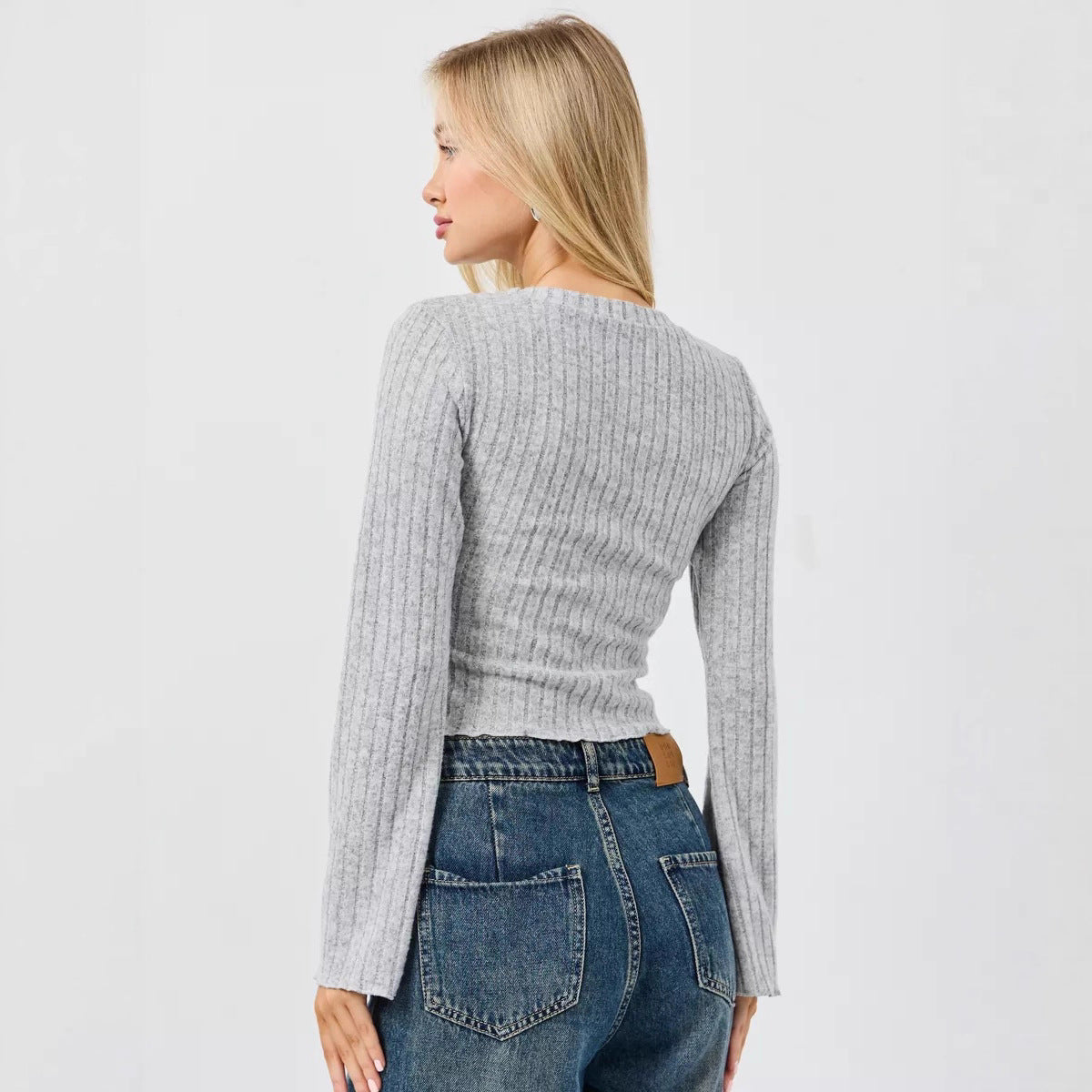 Dames Geribde Cropped Top | Tabitha