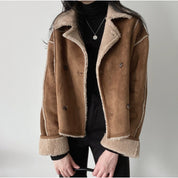 Dames Vintage Style Shearling Jas met Teddy Voering | Brenae