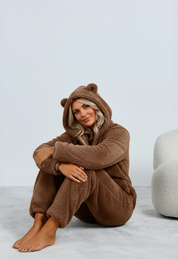 Dames Lounge Wear Teddy Onesie met Beren Oortjes | Felicia