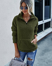 Dames Warme Veelzijdige Teddy Fleece Trui met Halve Rits | Samania