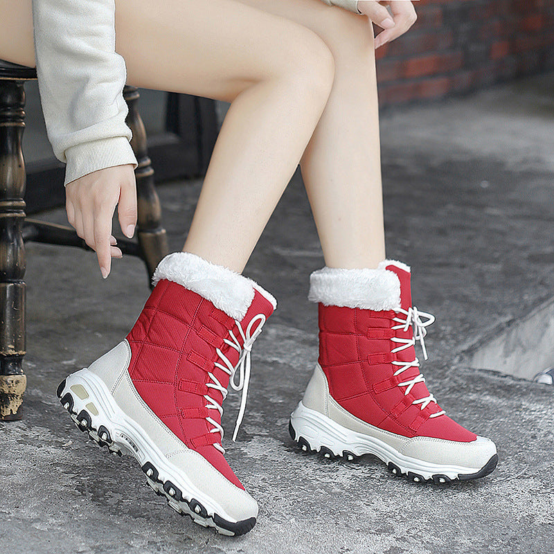 Dames Trendy Warme Winterboots met Zachte Voering en Veters | Ewalda