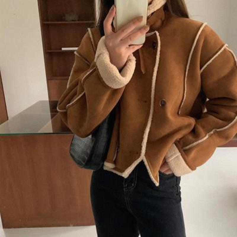 Dames Vintage Style Shearling Jas met Teddy Voering | Brenae