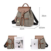 Dames Trendy Veelzijdige Rugzak met Houndstooth Patroon | Lupa