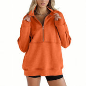 Dames Warme Comfortabele Oversized Half Zip Trui met Kangoeroezak | Sharon
