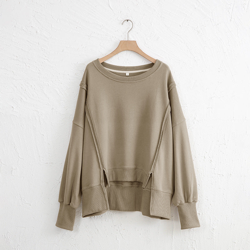 Dames Trendy Unieke Warme Stijlvolle Los Vallende Sweater met Raw Edge Details | Rewaria