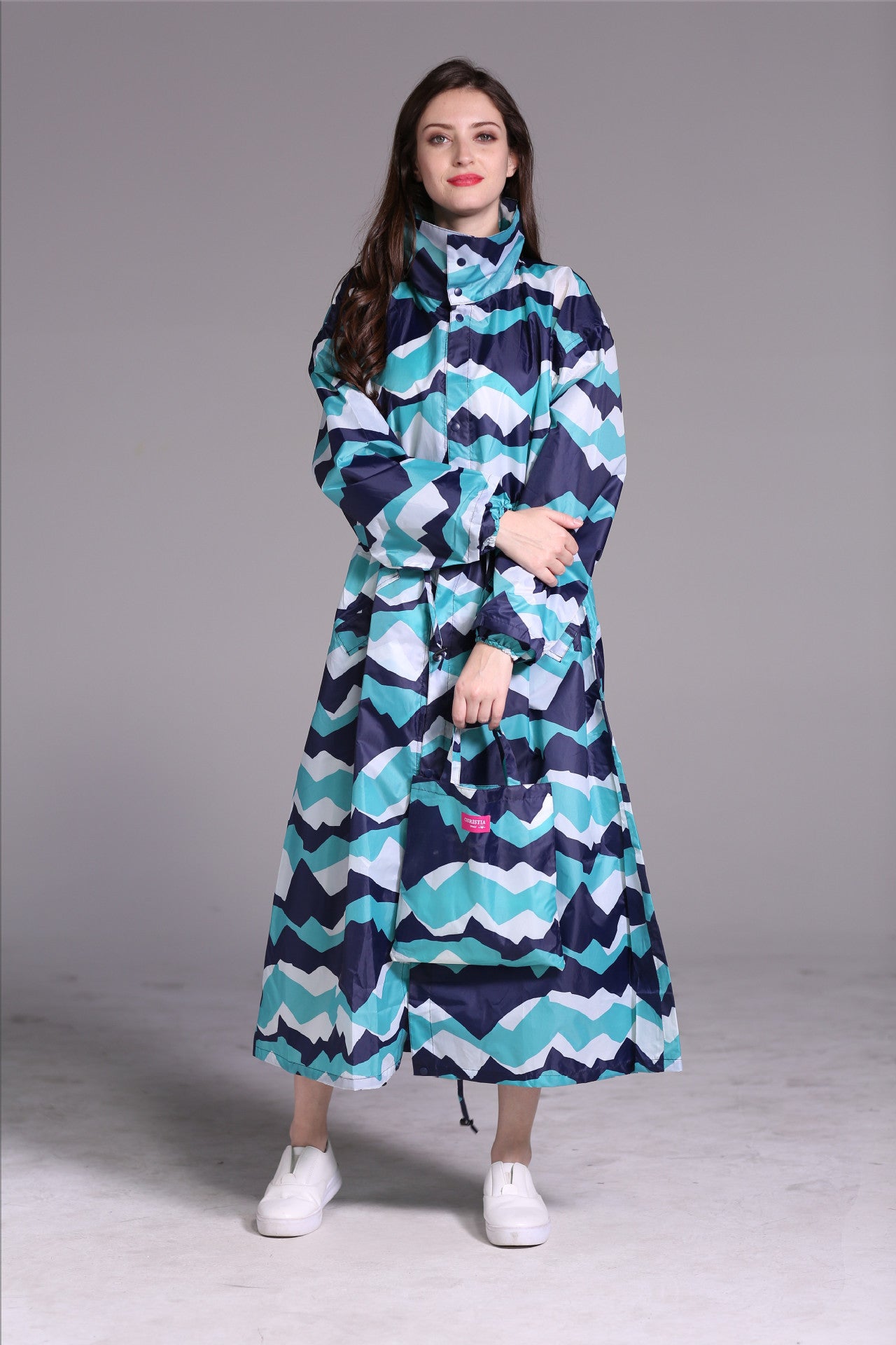 Dames Lichtgewicht Modieuze Lange Regenjas met Trendy Print | Bashanti