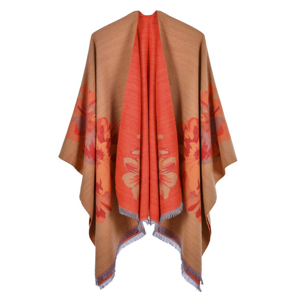 Dames Elegante Cape Sjaal met Bloemen Print | Levi