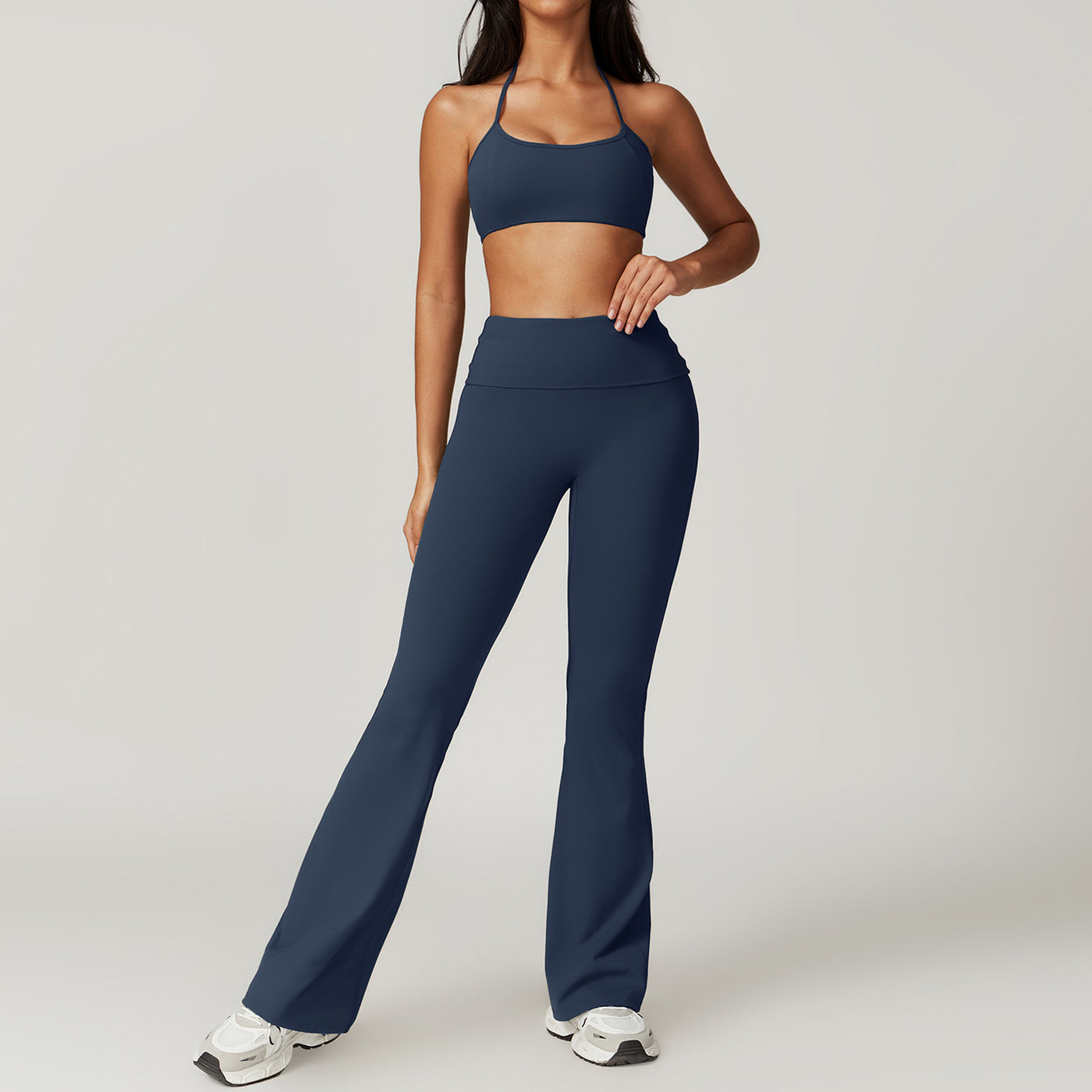 Dames Tweedelige Sneldrogend Naadloze Sportieve Yoga Set met Flare Pant en Top | Damoria