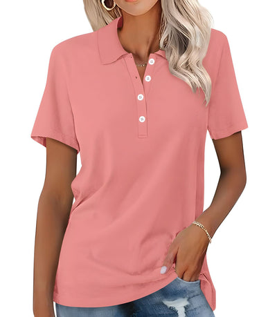 Dames Basic Veelzijdige Alledaagse Polo Top met Korte Mouwen | Tascha
