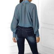 Dames Trendy Veelzijdige Luxe Blouse met Wijde Mouwen | Houwda