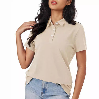 Dames Basic Veelzijdige Alledaagse Polo Top met Korte Mouwen | Tascha