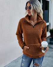 Dames Warme Veelzijdige Teddy Fleece Trui met Halve Rits | Samania