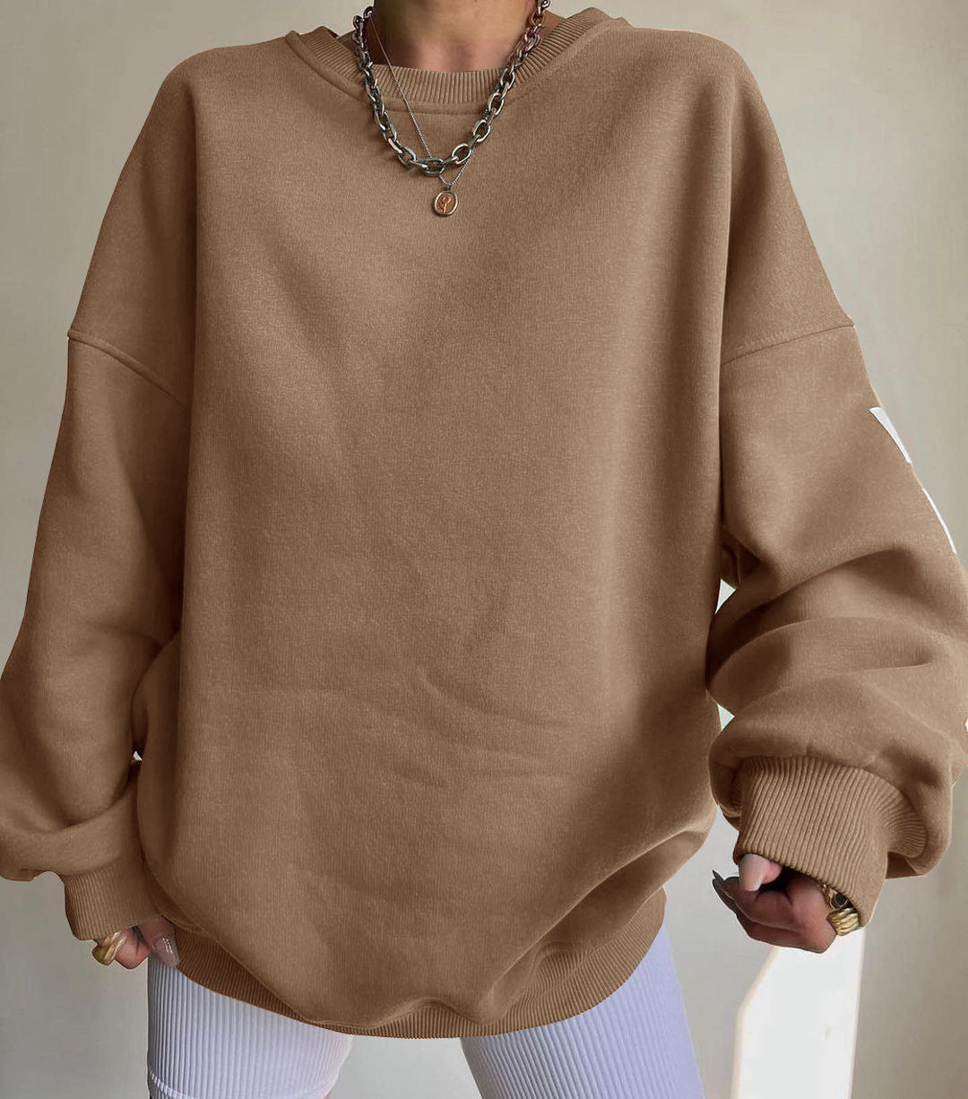 Dames Oversized Crewneck Sweater met Text Print | Selina