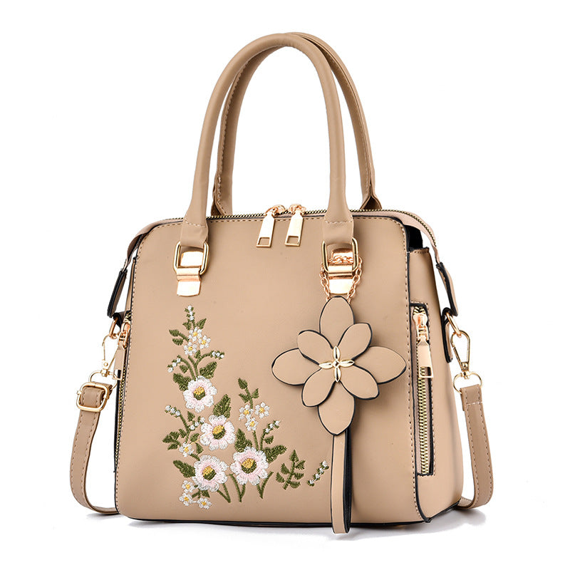 Dames Trendy Handtas met Bloem Borduursel | Leana