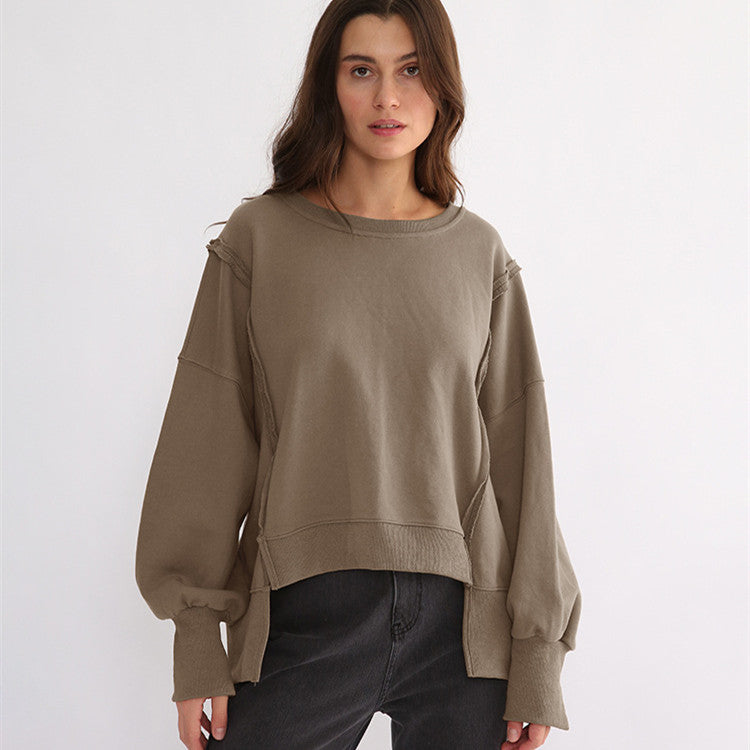 Dames Trendy Unieke Warme Stijlvolle Los Vallende Sweater met Raw Edge Details | Rewaria
