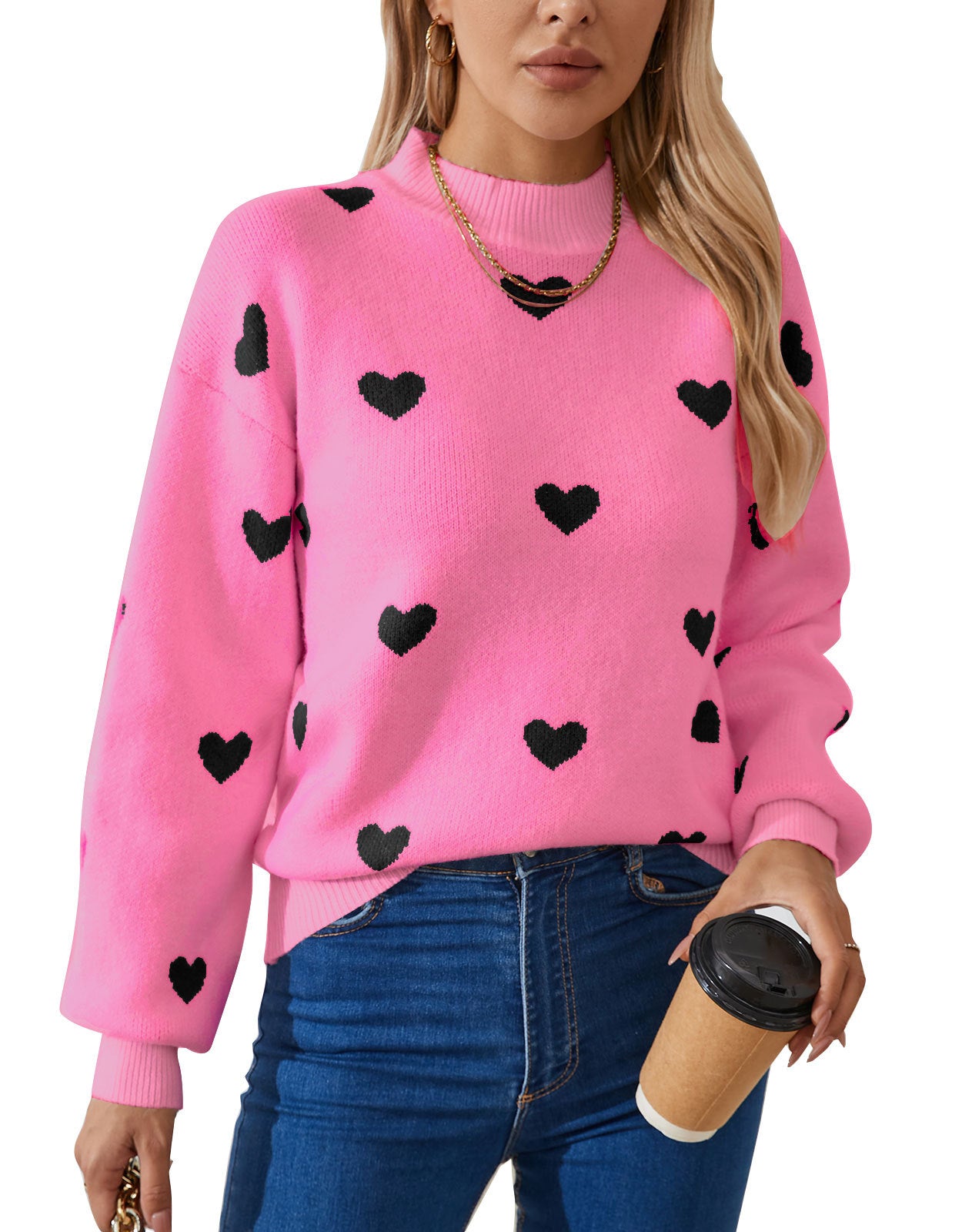 Dames Elegante Stijlvolle Zachte Hartjes Trui | Reggy