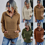 Dames Warme Veelzijdige Teddy Fleece Trui met Halve Rits | Samania