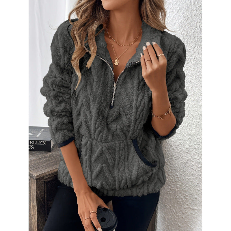 Dames Warme Comfortabele Kabel Teddy Half-Zip Trui | Sanette