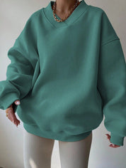 Dames Minimalistische V-Neck Crewneck Sweater | Saffron
