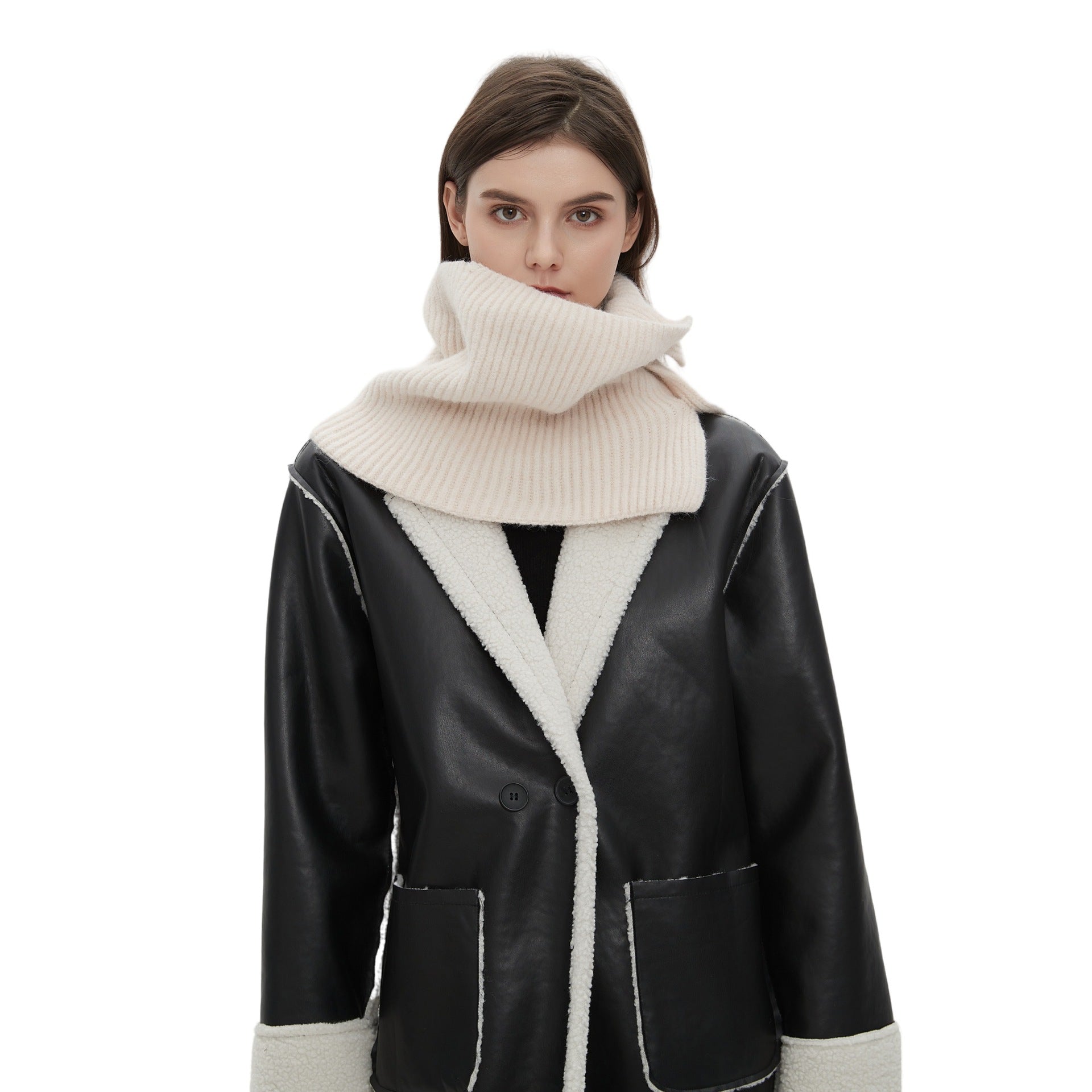 Dames Eigentijdse Warme Gebreide Col Sjaal met Knopen | Laverne